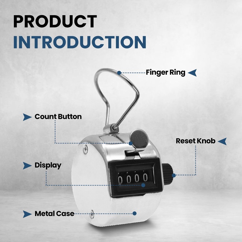 AMTAST 4 Digi Handheld Counter Clicker Silver Metal Clicker to