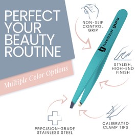 Tweezer Guru Tweezers for Women Facial Hair & Men – Precision Slant-Pointed Eyebrow Tweezer for Ingrown Hair, Blackhead & Splinter Removal (2 Bright Pink)