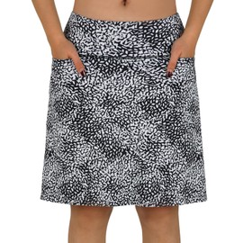 beroy Skorts Skirts for Women,20" Knee Length Skirted for Women,Athletic Skirt with Shorts Black White XL