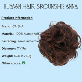 PRETTYSHOP 100% Human Hair Scrunchy Scrunchie Bun Up Do Hair Piece Hair Ribbon Ponytail Extensions Wavy Curly or Messy Div. colours (reddish brown 1BH33 H312)