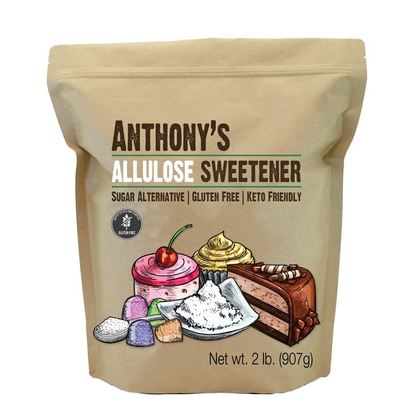 Anthony's Allulose Sweetener, 2 lb, Batch Tested Gluten Free, Keto