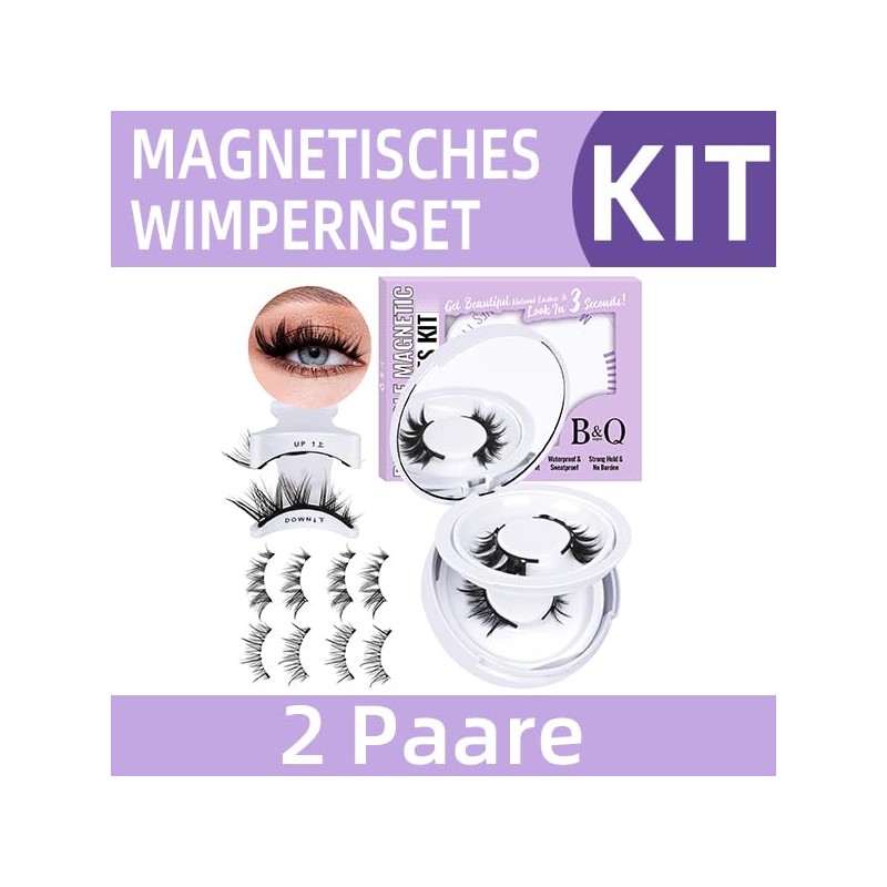 B&Q Magnetic Eyelashes, 2 Pairs, Magnetic Eyelashes, Natural Look, Two