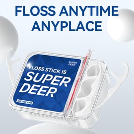 Super Deer Dental Floss Picks - Twin-line Threader Flossers with Storage Cases- Dual-Purpose Dental Floss Box - for Family Hotel Travel (160Pcs)