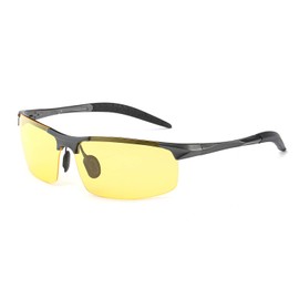 [DB] Polarized Sunglasses, Dimmable, UV400 Men's, UV Protection, Night Driving Sunglasses, Yellow Lens, for Sports, Driving, Biking, Fishing, Running, Golf, Gray Frame/Yellow Lens