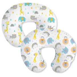 Little Grape Land Nursing Pillow Cover, 2 Pack Breast Feeding Pillow Cover Fit Standard Nursing Pillows, Soft Removable Covers Slipcovers for Breastfeeding Pillows for Baby Girl(Animal)