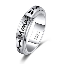 LEXLUNE Fidget Ring Spinner Ring for Anxiety Women Men Girlfriend Daughter Teen Girl Real S925 Sterling Silver Band Ring Keep Moving Ring Size 11