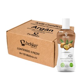 BELSKIN Pack 6 Aceites de Argán 120ml c/u | Aceite Cosmético Natural para Cabello, Rostro y Cuerpo | Hidratación Multiuso
