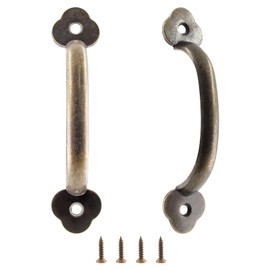 Jiozermi 12 Pcs 4" Antique Pull Handle Rustic Gate Handle, 3.2 inch Hole to Hole Iron Hardware Handle Pull, Vintage Farmhouse Cabinet Handles, Drawer Pulls for Outdoor, Garage & Drawer, Bronze