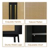 JOZZBY Rattan Sideboard Buffet Cabinet, Black Cabinet with Rattan Doors