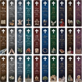 120 PCS Bible Bookmarks, 30 Designs with Hollow Cross Double Sided Printing Bookmarks, Christian Motivational Bookmarks for Women, Men, Church, Book Lovers (1.8” x 7.1”)