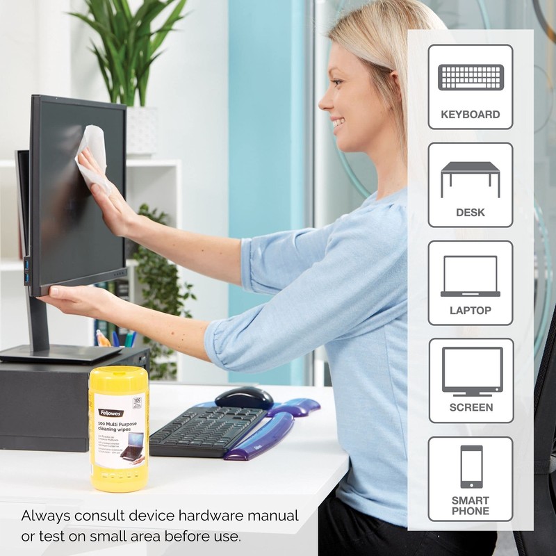 Fellowes Performance 100 Multi Purpose Cleaning Wipes Tub for Home