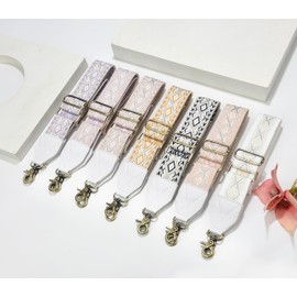 LEMEDE Purse Strap,2" Leather End Shoulder Strap Adjustable Replacement,Retro Jacquard Multi-pattern Crossbody Bag Straps