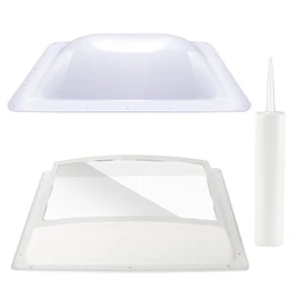 RV Skylight Replacement Bundle,18" x 26" RV Shower Skylight Cover Outer Dome Fit 14" x 22" Openings for Camper Motorhome Bathroom,Inner Dome with Window 14" x 22"+Polyurethane Adhesive Sealant,White