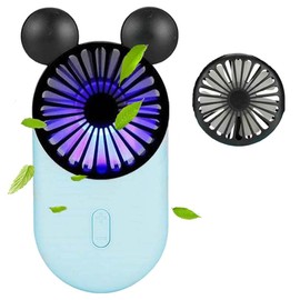 ZSHMJMJ Cute Personal Mini Fan, Mini Handheld Fan, USB Rechargeable Portable Fan with Stylish LED Light,3 Speed Adjustable,Cute Mouse,for Kids Girls Woman Outdoor Travel
