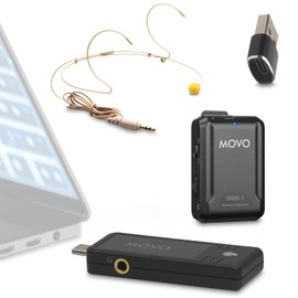 Movo WMX-1-UH USB-C Wireless Headset Microphone - USB Wireless Headset Microphone for Computers, Smartphones, and Tablets