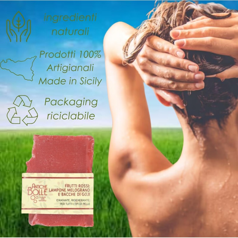 Antiche Bolle - Natural solid soap with olive oil, pomegranate