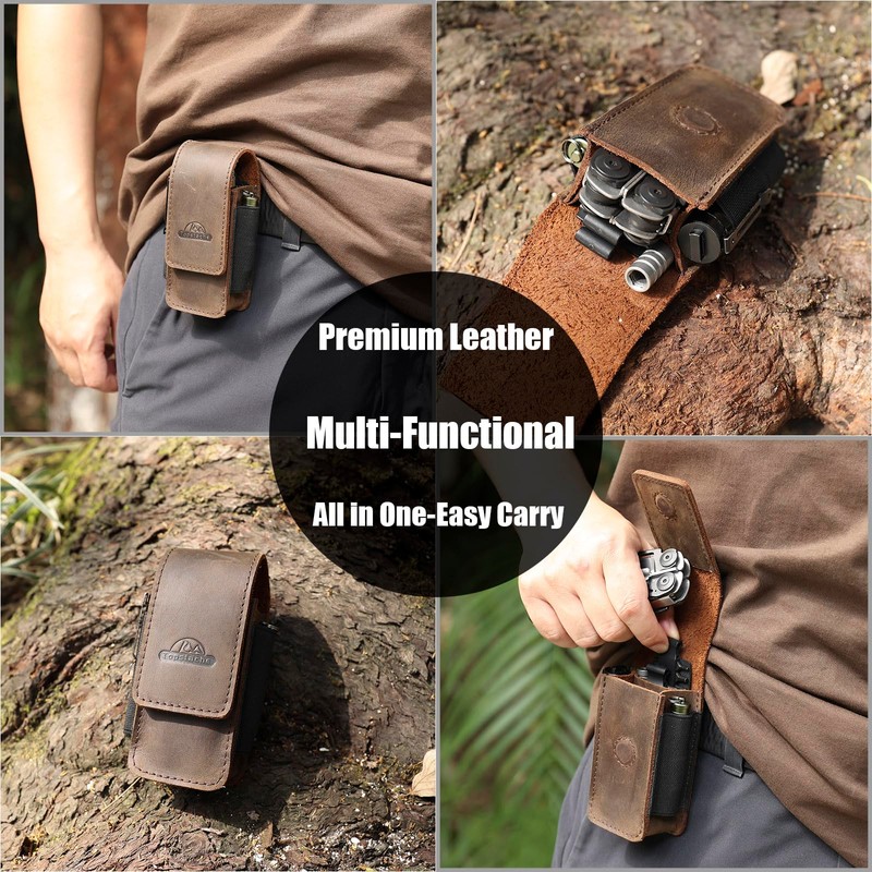 Topstache Leather Multitool Sheath for Belt - Multitool Holster for