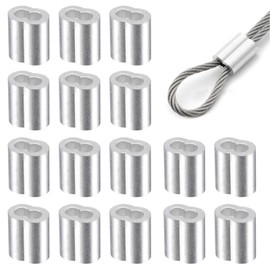 Rope Clamp, Pack of 50 Rope Clamps 6 mm, Aluminium Press Clamps, Crimping Loop, Aluminium Sleeves, Aluminium Clamp, Wire Rope Clamp, Crimp Sleeves Press Clamps for Rubber Rope