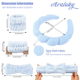 Araluky 6 Pcs Puffy Spa Headband for Washing Face Skincare Headbands and Wristbands Sponge Spa Makeup Headband for Washing Face Puffy Headband Terry Cloth Headband for Shower Mask Makeup Removal
