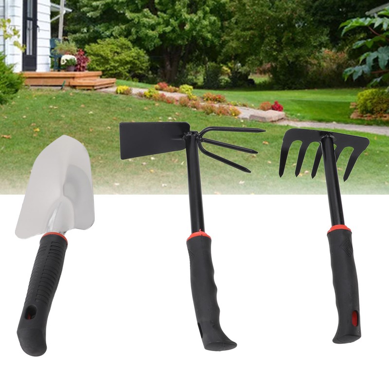 3PCS Garden Tool Set Iron Stainless Steel Five Teeth Rake