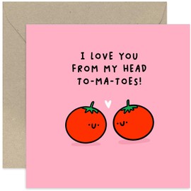 Old English Co. Funny Valentines Cards for Women and Men - Tomato I Love You Birthday Card for him her - Funny Anniversary Card for Girlfriend Boyfriend | Blank Inside
