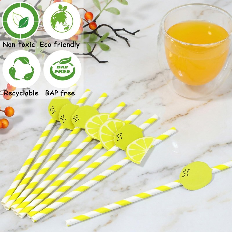 20 PCS Lemon Straws, Disposable Cocktail Straws Lemonade Stand Supplies