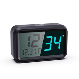 Timegyro LED Digitaluhr batteriebetrieben, Wecker für Schlafzimmer, LED/LCD-Display umschaltbar, LCD-AnzeigeZeit, Monat, Tag und Temperatur, Zwei LED-Helligkeitsstufen,12/24Hr, Snooze