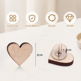 YKEBVPW 20Pcs Heart Push Pins Wooden Thumb Tacks for Cork Board Whiteboard Photos Memo Map Cute Bow Shaped Pin Small Decorative Thumbtacks Box Pack Craft and Office Use