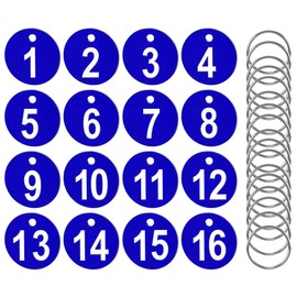 AFASOES Pack of 50 Number Marks Numbered Identification Marks 1-50 Key Tags Plastic Key Ring Numbers with 50 Key Rings Key Tag Numbers Pendant for Hotels Gym, blue