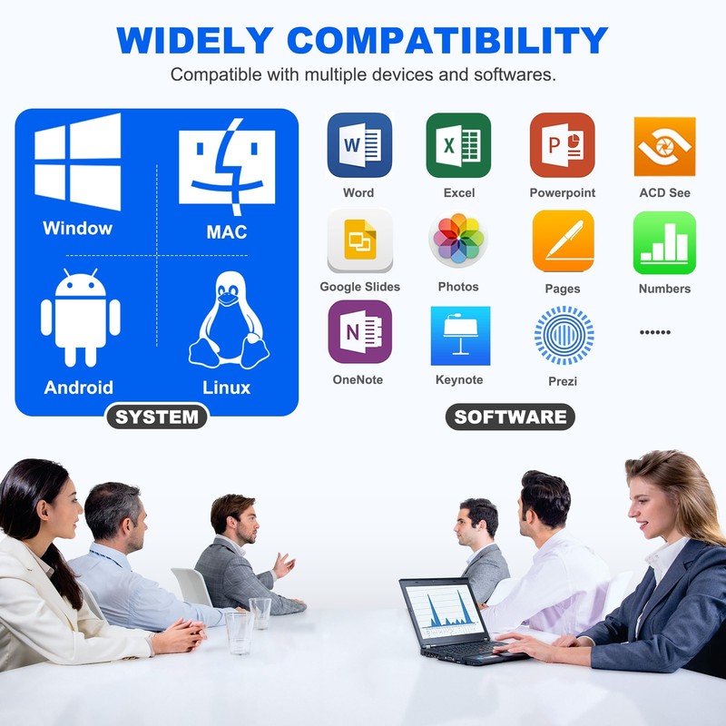 Wireless Presentation Clicker with Telescopic Pointer Stick,Rechargeable Presenter Remote Light