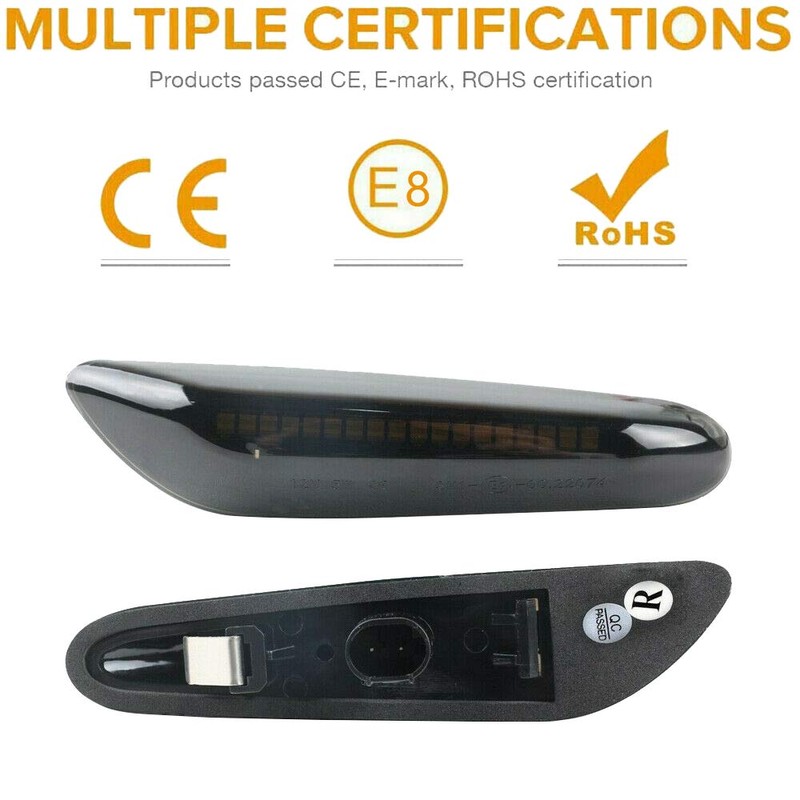 GSRECY Dynamic Amber LED Front Fender Side Marker Light Sequential