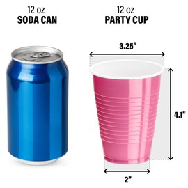 DecorRack Pink Plastic Cups, 12 oz Disposable Cups, Reusable Party Supplies (120 Count)