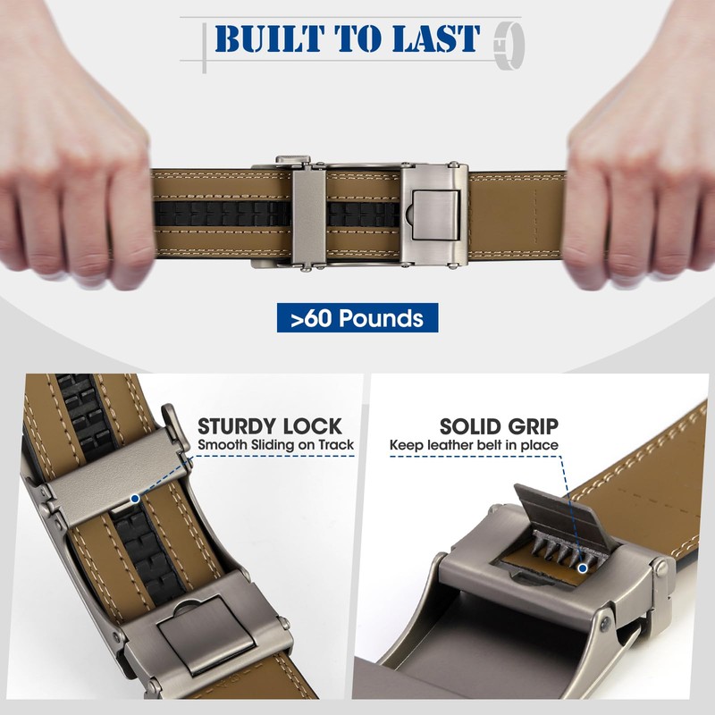 IGOLUMON Men's 2 Piece Leather Belt, Men's Automatic Belt with