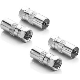 DXBNEZBC 4Pcs TV Aerial Adapter Aerial Coax Connectors, F Type to Coax Adapter for Antenna, Satellite, and Coaxial Cables, Durable and Easy to Install for Reliable Signal Transmission