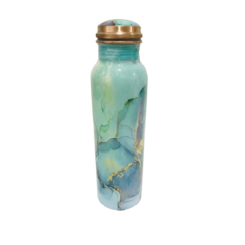 Green Copper Water bottle 900 ml Joint-Free Copper Water Bottle
