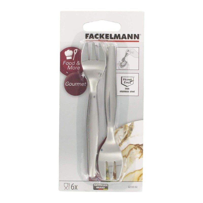FACKELMANN FCK32133 Austerngabeln 6 Stück, Edelstahl, grau, 17 x 8