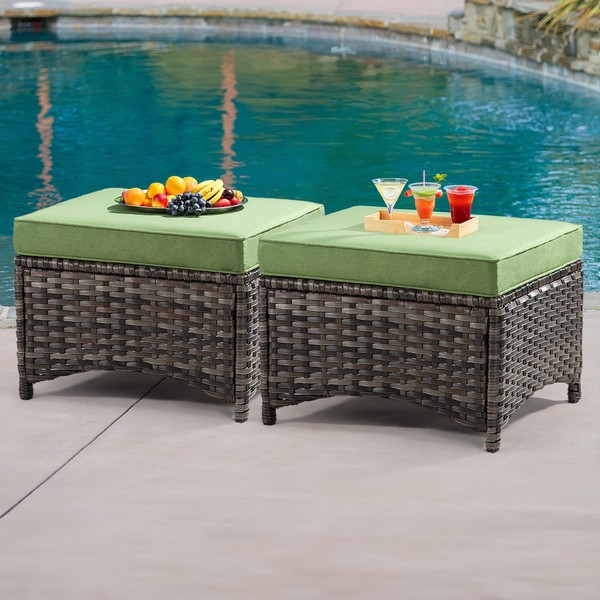Gardenbee Patio Ottomans Set of 2, 22"x 22"x 18" Outdoor