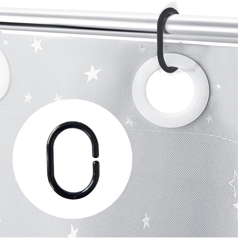 Plastic Shower Curtain Rings Hooks for Bathroom Shower Window Rod