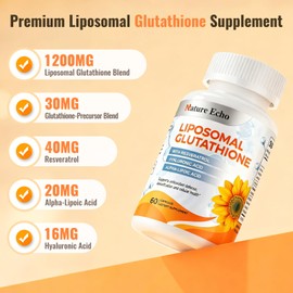 Liposomal Glutathione Supplement with Reduced Glutathione, Resveratrol & Hyaluronic Acid , High Absorption for Antioxidant Support, Cellular Health, Immune Support, Liver Detox, Non-GMO, Vegan