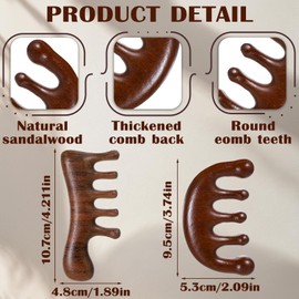 Tyqour Pack of 2 Scalp Massage Comb Wooden Comb Head Massage Stimulator Gua Sha Comb Multifunctional Sandalwood Scalp Massage Comb Made of Wood with Wide Tooth Body Massage Tool for Men and Women