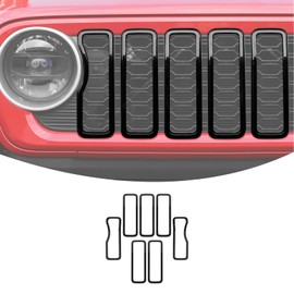 Linskip for 2024-2025 Jeep Wrangler JL 4XE & Gladiator JT Grille Inserts, Meshless Grille Bezel Covers for Jeep Wrangler Sport Rubicon Sahara Willys Mojave Rubicon,Exterior Accessories(Black)