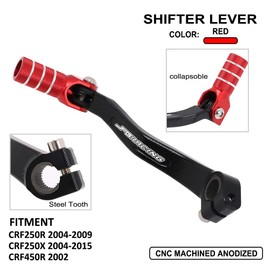 JFG RACING Motorcycle Folding Gear Shifter Shift Lever Pedal CNC for CRF250R 2004-2009 CRF250X 2004-2017 CRF450R 2002 Dirt Bike Red