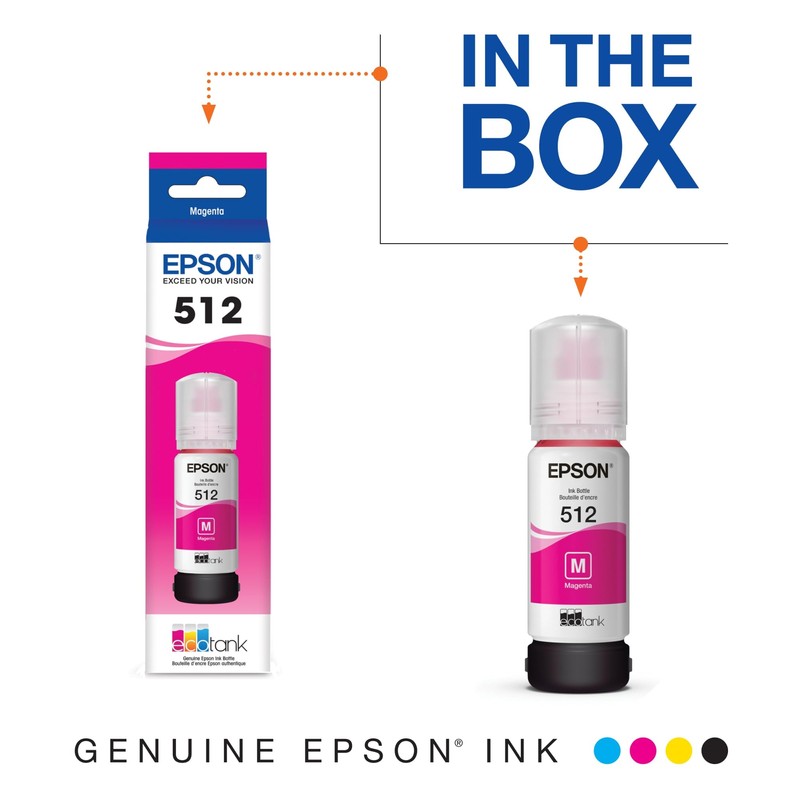 Epson 512 EcoTank Auto-Stop Ink Bottle, Magenta (T512320)
