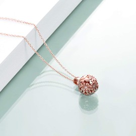 Rose Gold Sterling Silver Floral Ball Necklace Butterfly Daisy Flower Cubic Zirconia Bead Pendant Necklaces Gift for Women