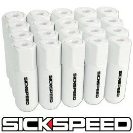 SICKSPEED 20 PC WHITE W/ CAPS ALUMINUM 60MM LUG NUTS FOR WHEELS 12X1.5 N17