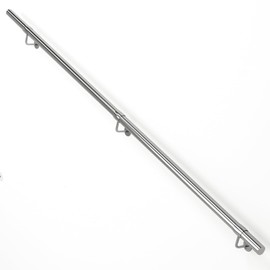 ZALNVEY 9Ft Industrial Metal Stairs Handrail Kit, Sturdy Wall Mount 304 Stainless Steel Hand Rail, Indoor Outdoor Stair Railing Wood Concrete Brick Wall,1.65 in Round Pipe Grab Bar, Silver