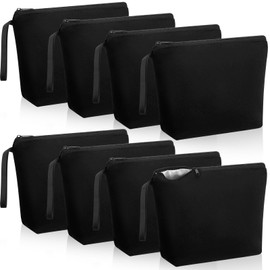 Xuniea Canvas Storage Bags Blank Cosmetic Bag Blank DIY Fabric Bag Blanks for Plotting Bag Pencil Case Painting Gift Bag for Mother's Day Valentine's Day Christmas, black