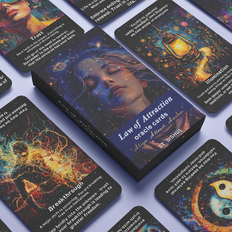 sishui Law of Attraction Oracle Cards: Beginner-Friendly Tarot Cards Deck