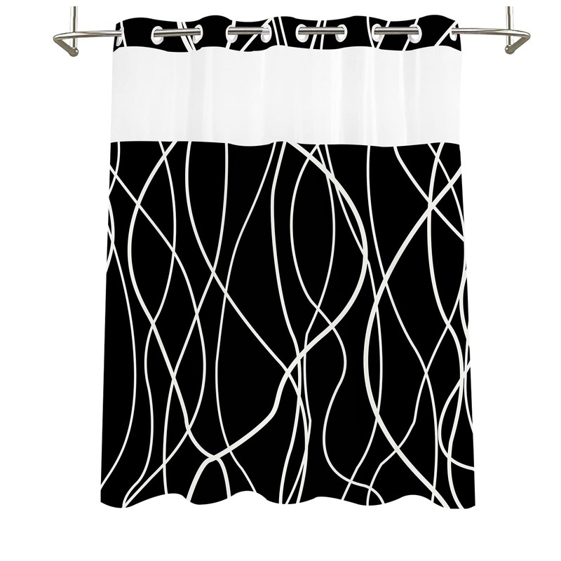 Tititex No Hooks Snap in Liner Abstract Curve Lines Black