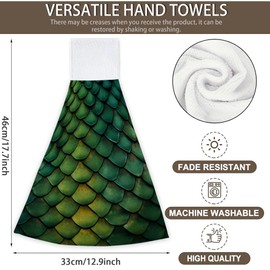 CIAIDU Dragon Scales Fingertip Hand Towels 2 Pieces Hanging Hand Bath Towel Tea Bar Towels for Bathroom Farmhouse Housewarming Tabletop Home